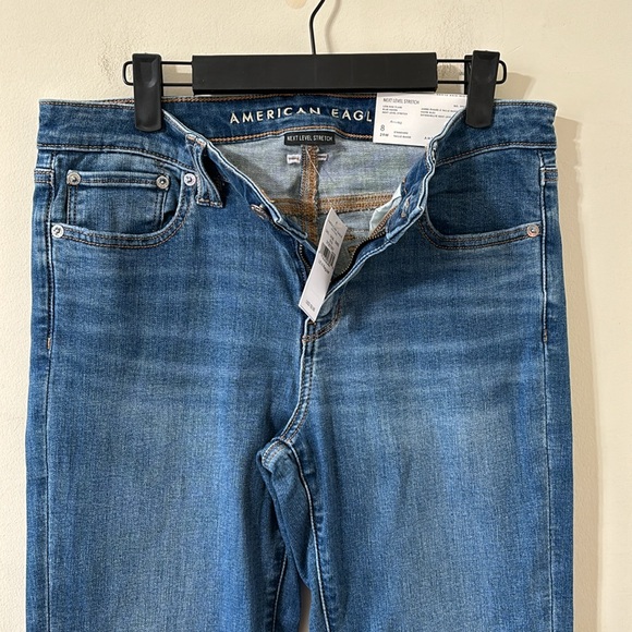 American Eagle Next Level Stretch Medium Wash Low Rise Flare Denim Jean Sz 8 NWT - Picture 5 of 12
